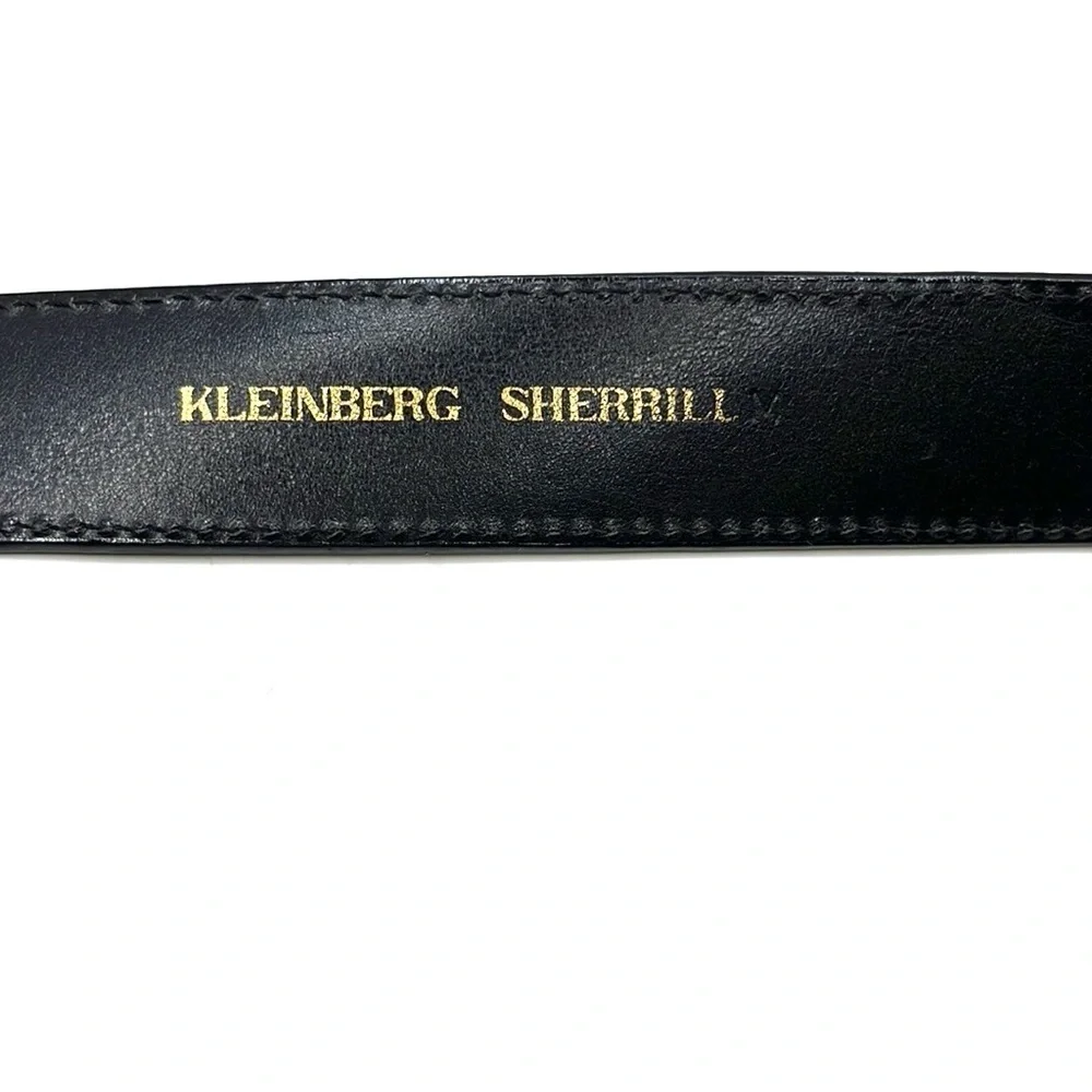 Vintage Kleinberg Sherrill Blue Leather Belt size  M Luxury Brand